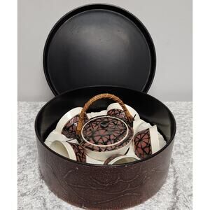 Arita Yaki Ware Japanese Green Tea Pot w/5 Cup Set-Kyusu Yunomi Ema